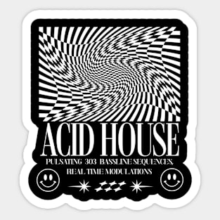 ACID HOUSE  - Trippy Art modulations (White) Sticker